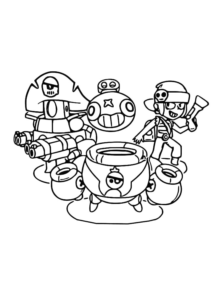 Браво старс (brawl stars) черно-белая раскраска 7