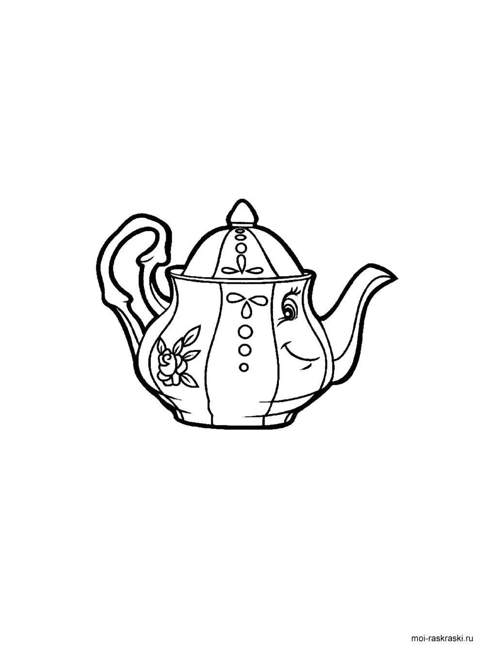 Чайник рисунок для раскрашивания 2