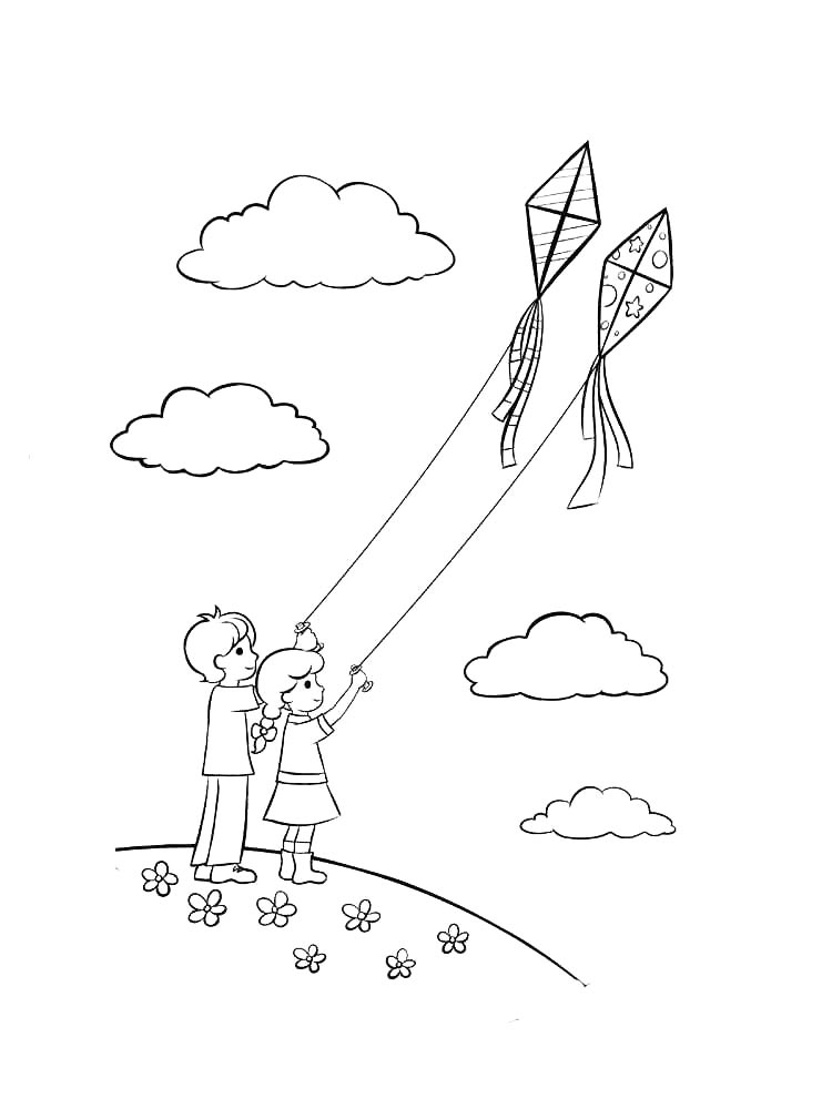 Дети запустили в небо змеев