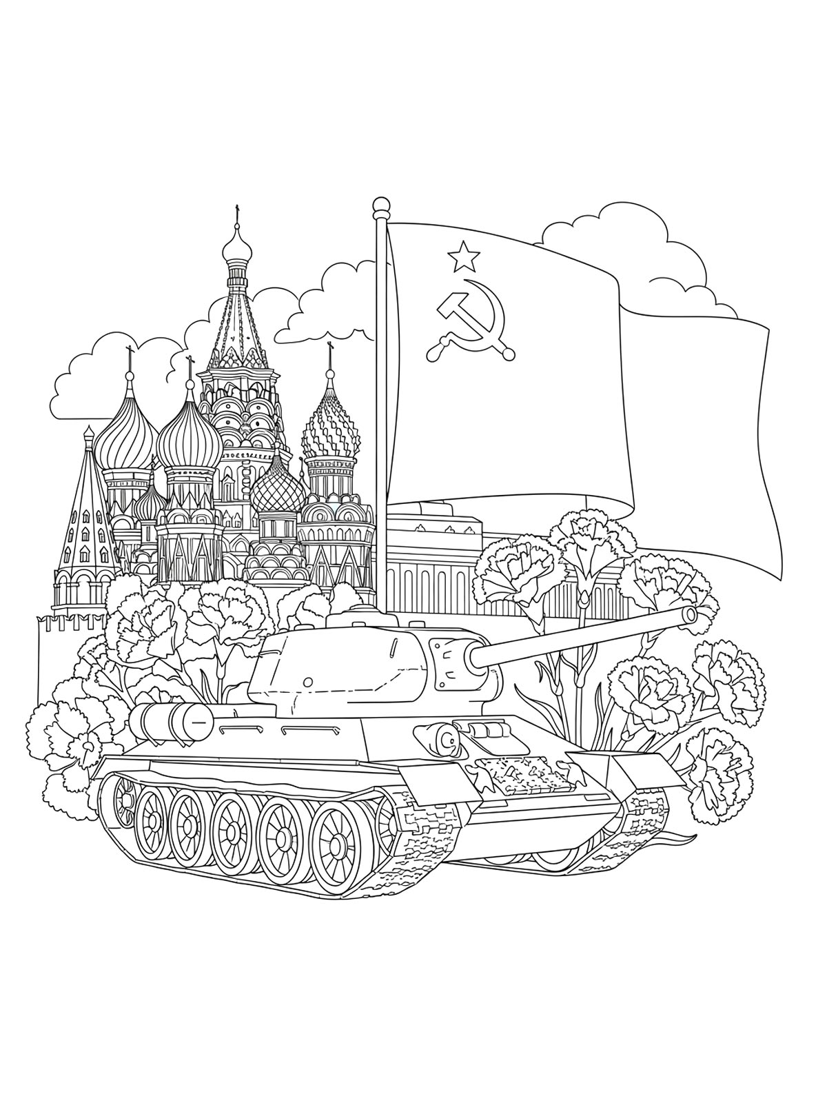 Детская раскраска 9 мая 4