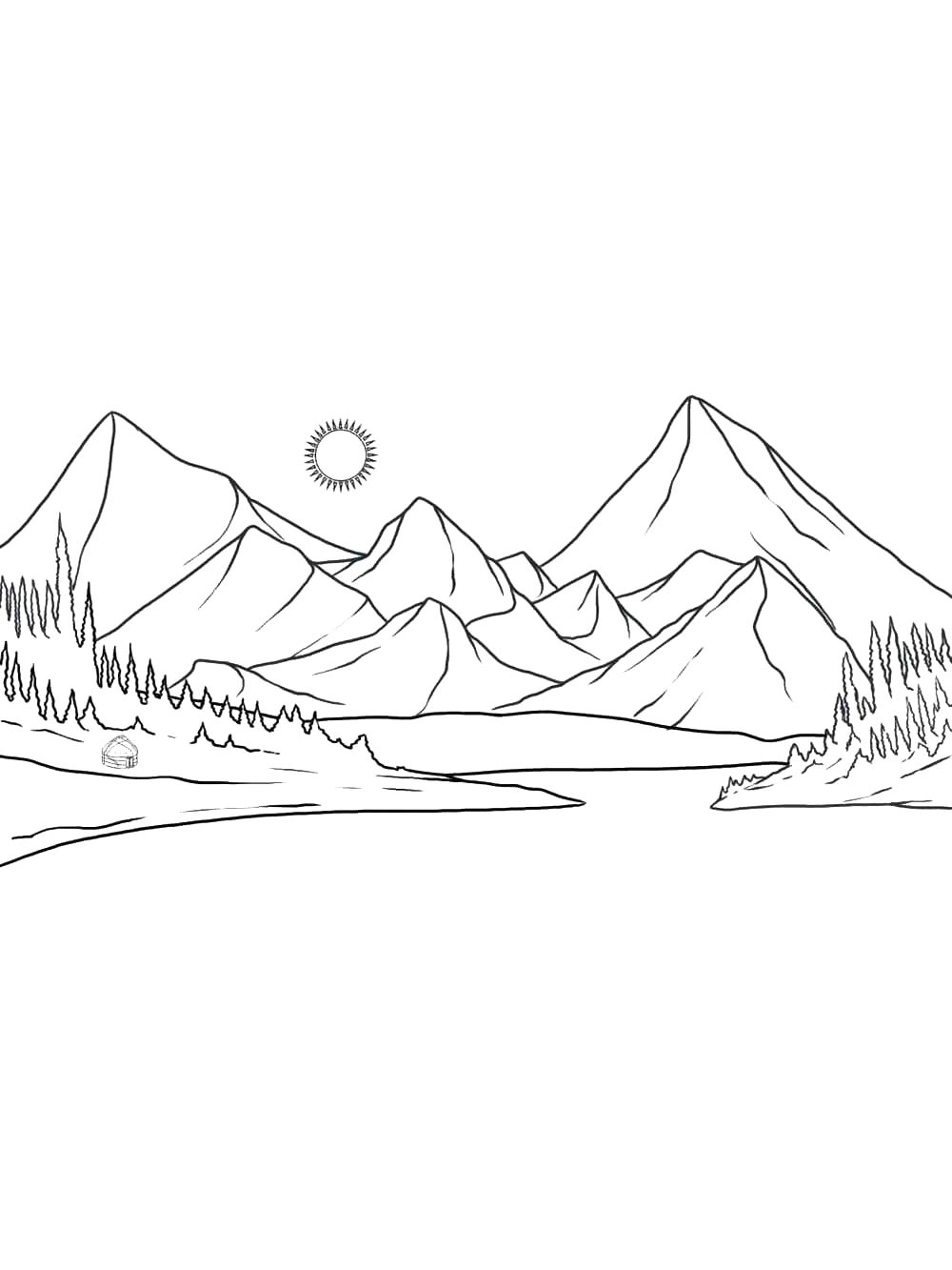 Детская раскраска гор