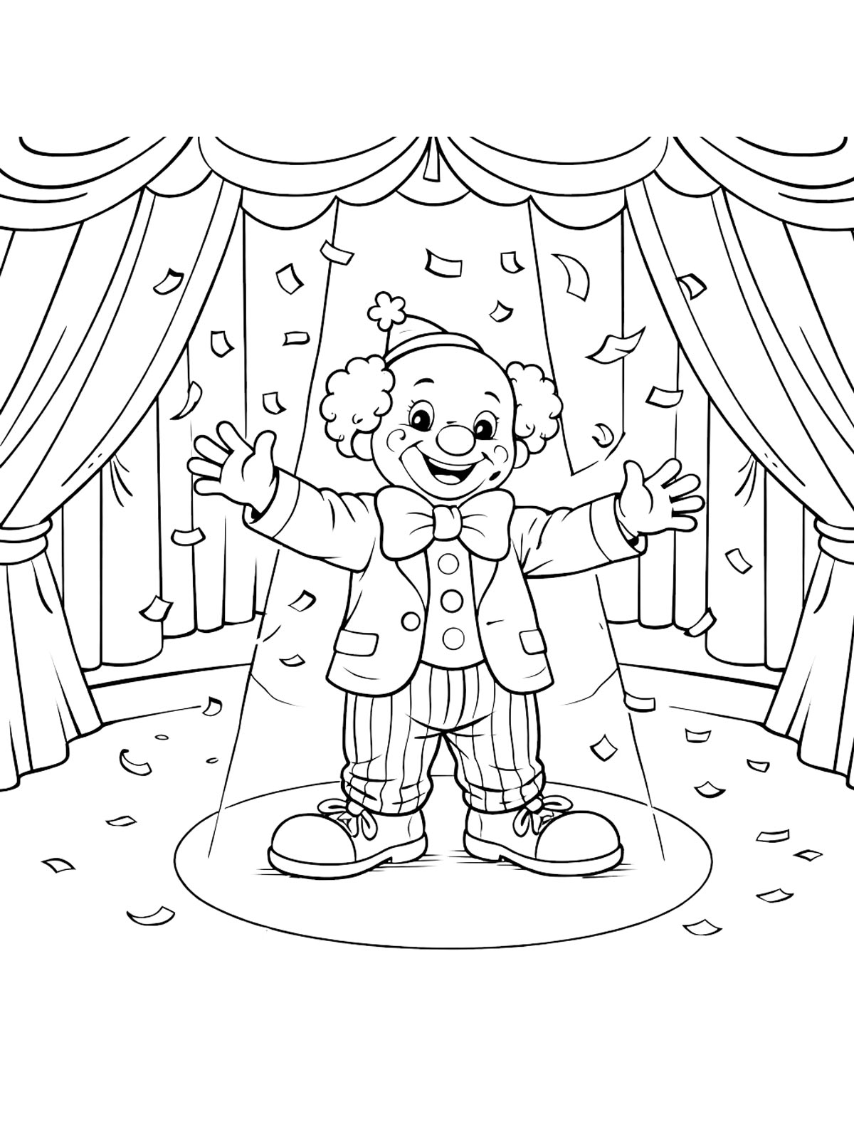Детская раскраска клоун 6
