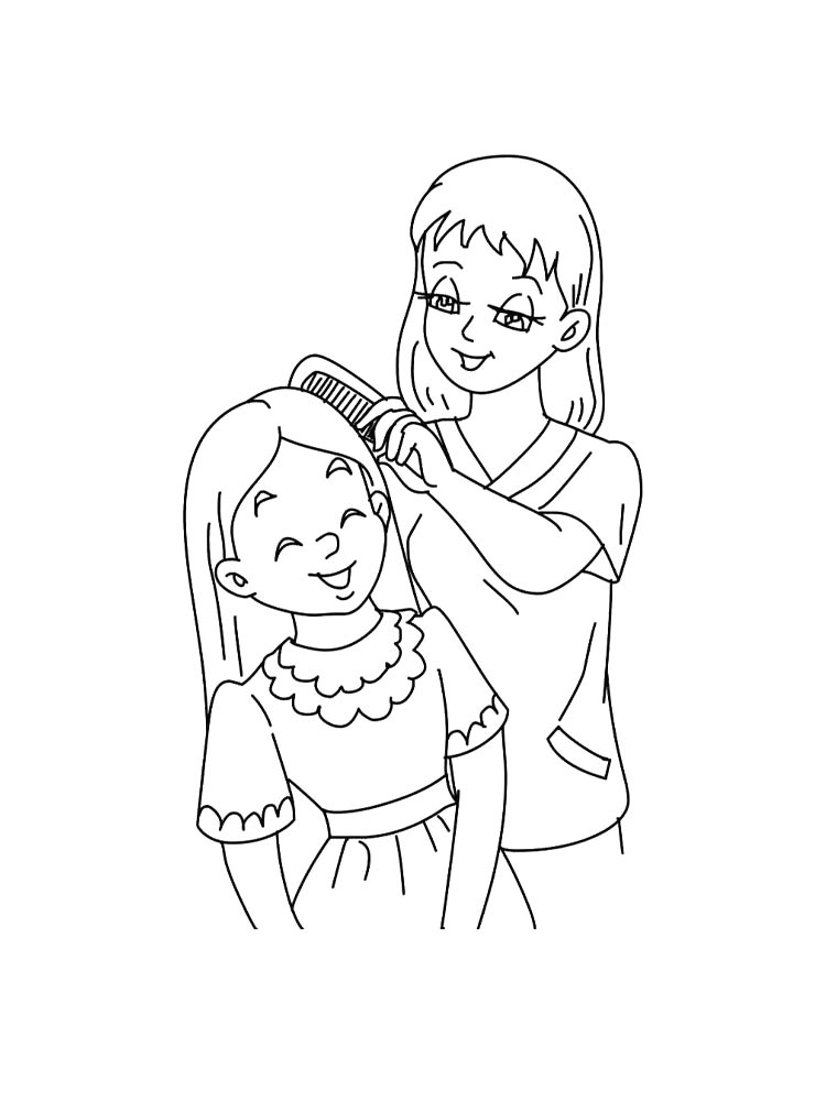 Детская раскраска мама и дочка 3