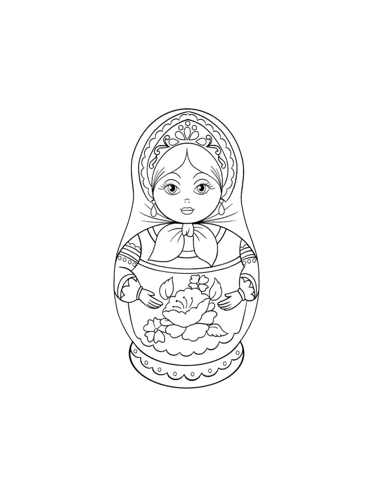 Детская раскраска матрешки 2
