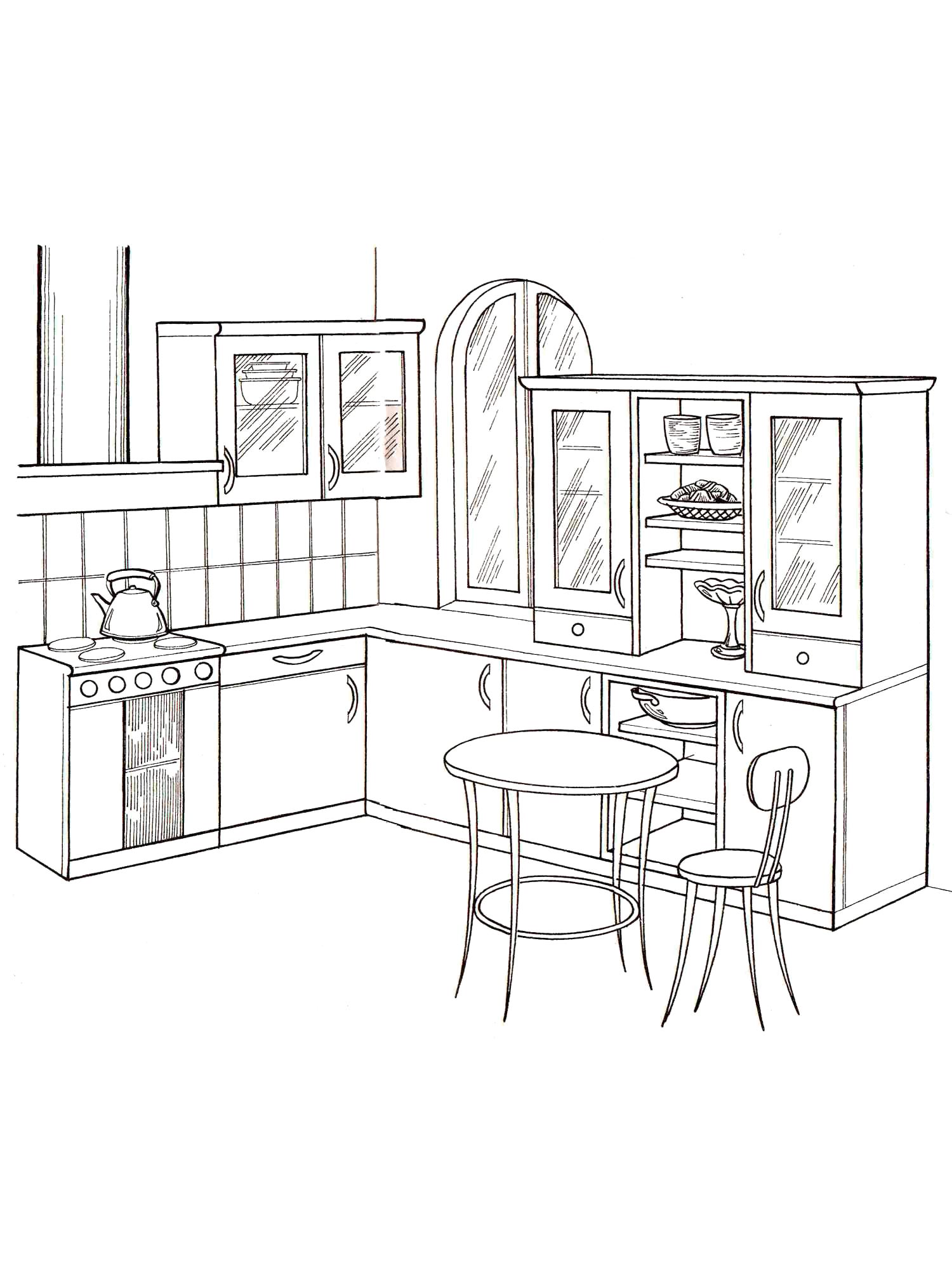 Детская раскраска раскраски кухня 2