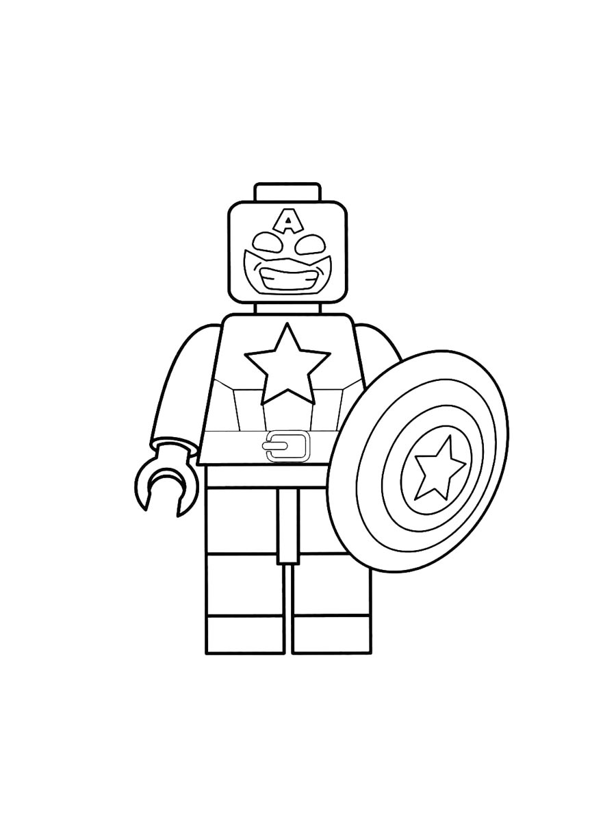 Детская раскраска раскраски lego капитан америка