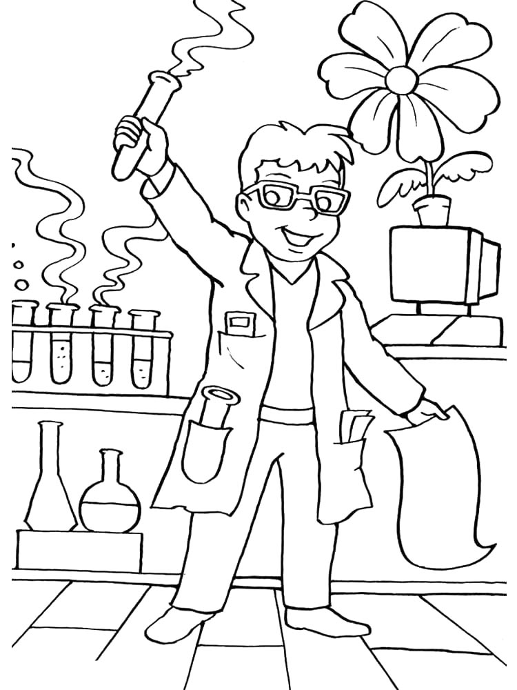 Детская раскраска раскраски ученый 2