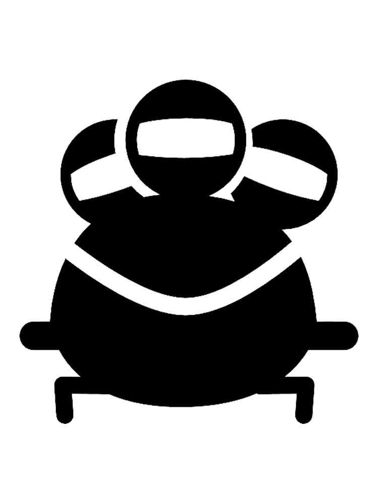 Детская раскраска трафарет бобслей