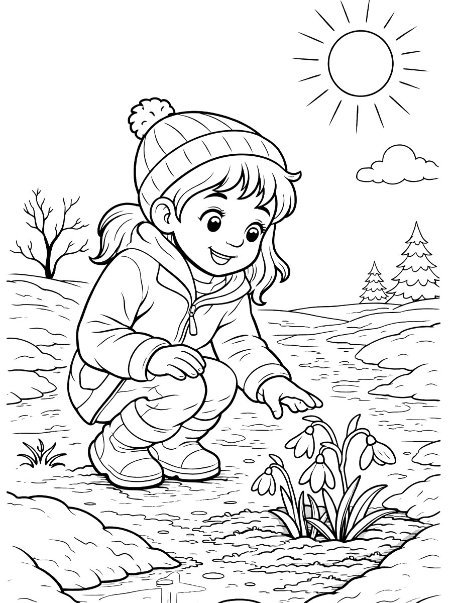 Девочка и подснежники
