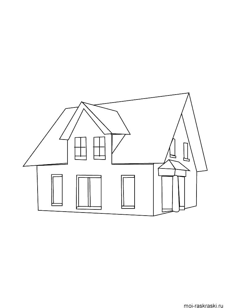 Домик черно-белая раскраска 6