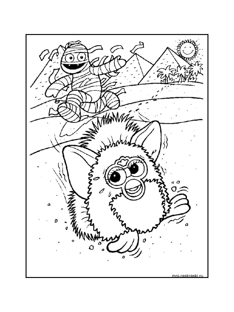 Ферби черно-белая раскраска 3