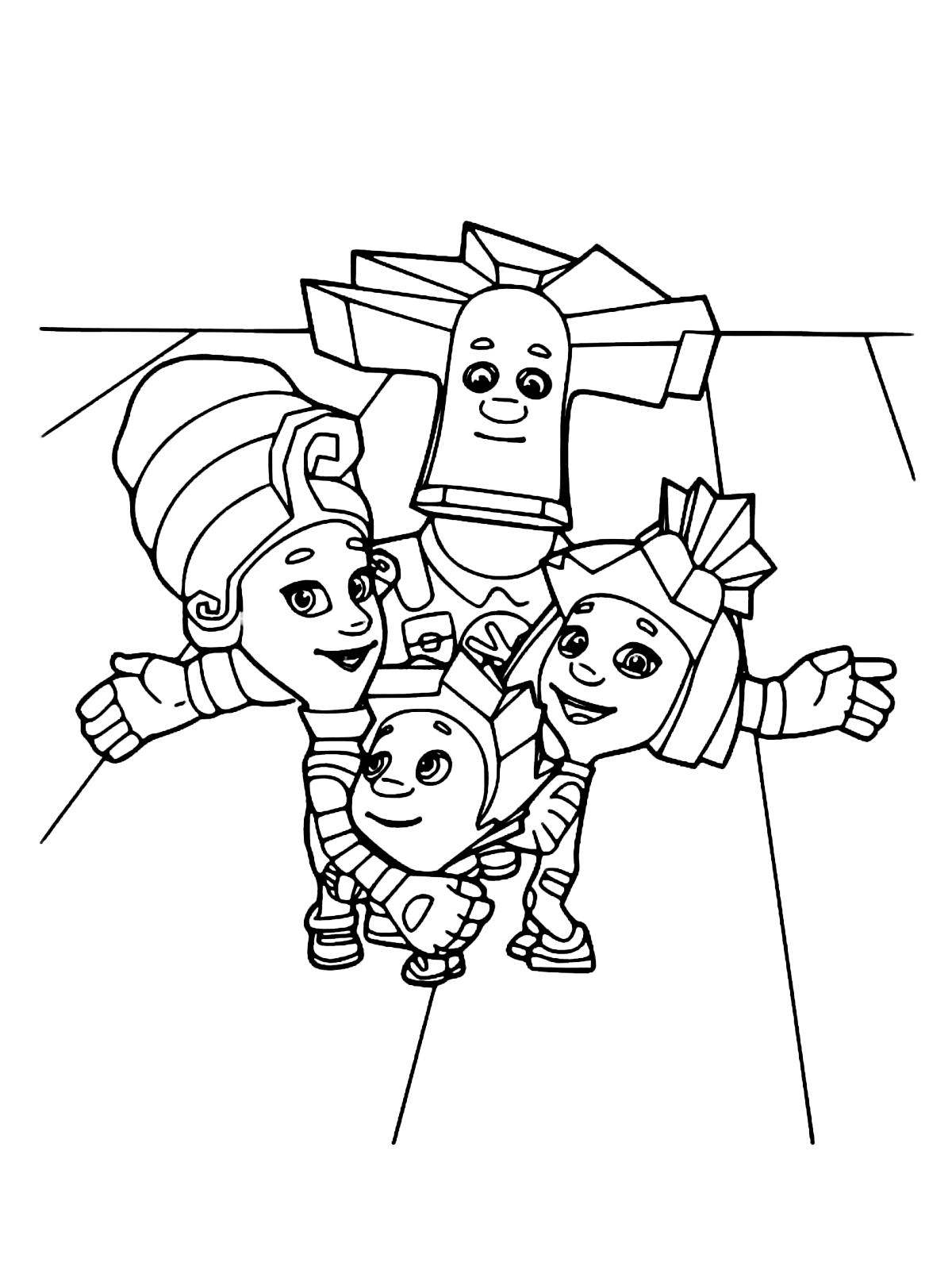 Фиксики обнимаются