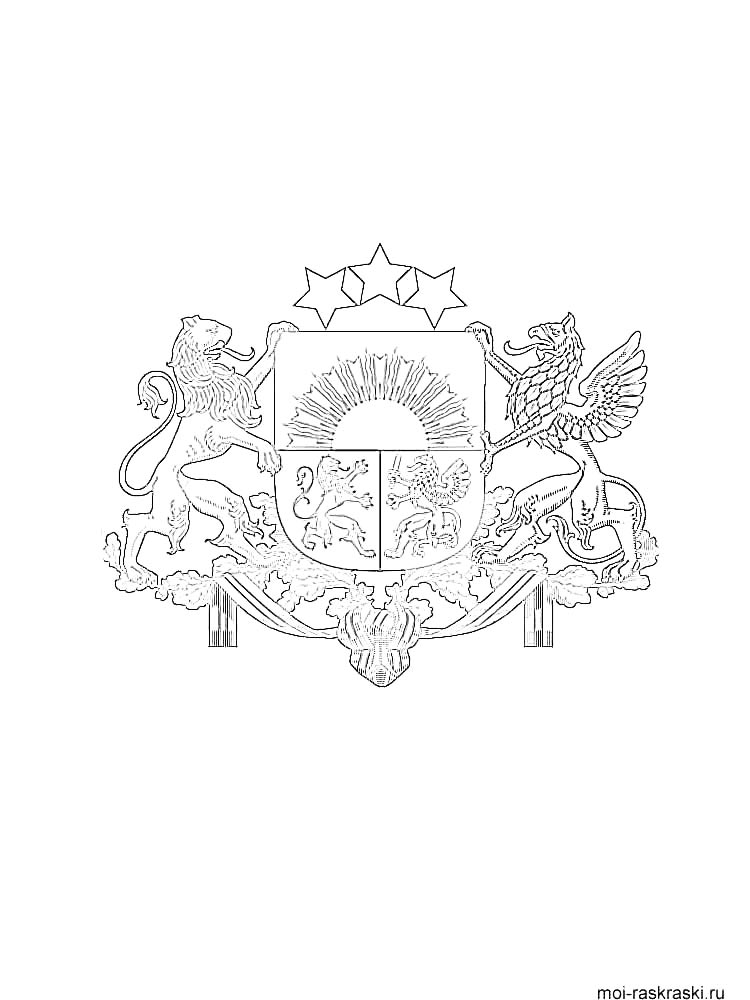 Герб черно-белая раскраска 4