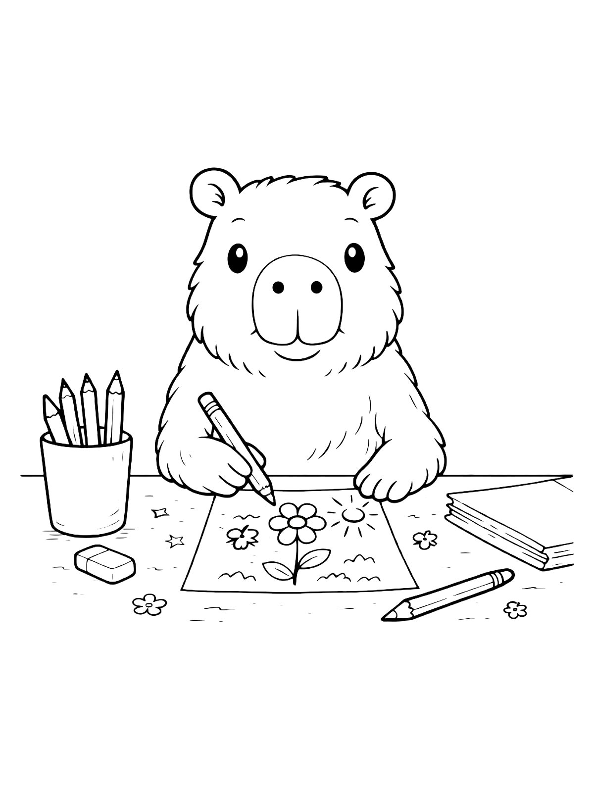 Капибара рисует