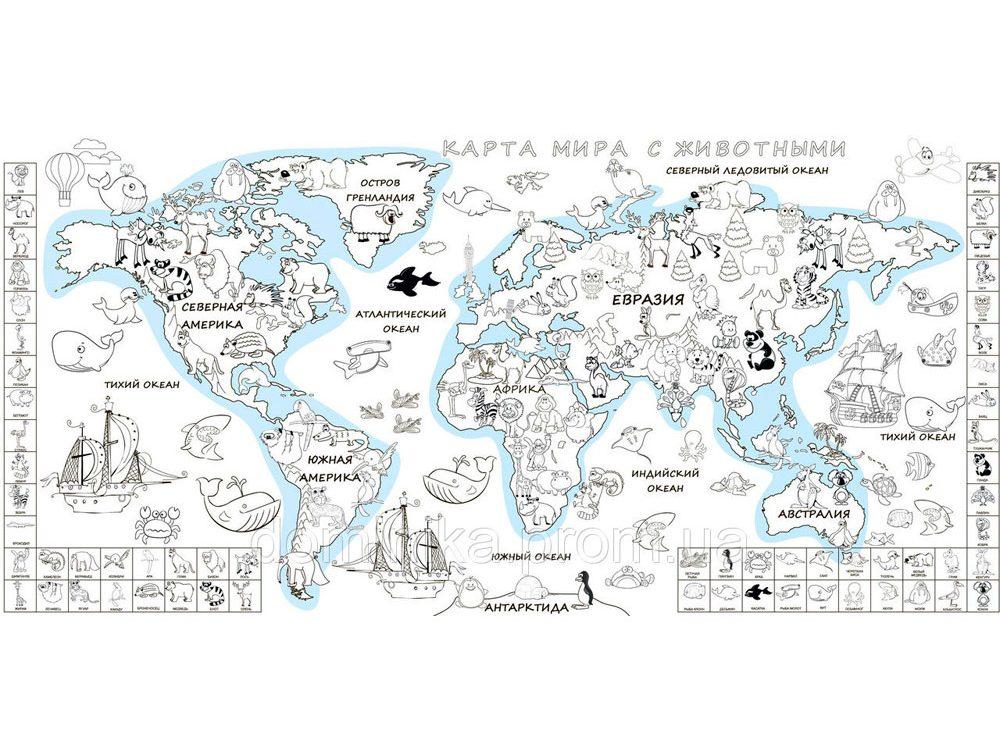 Карта Мира с животными