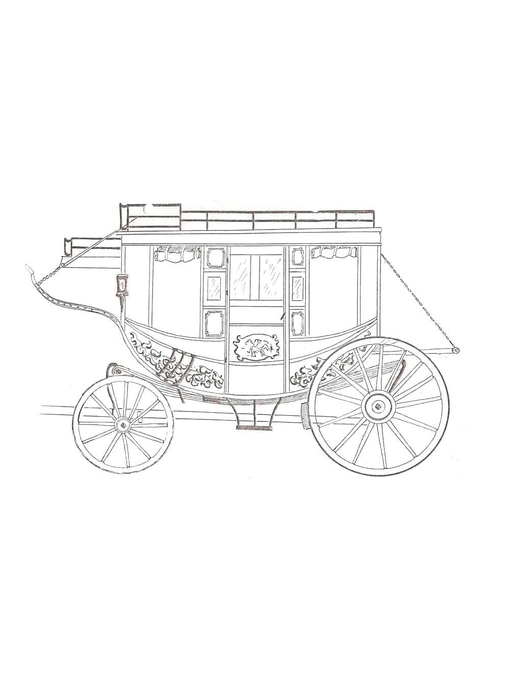 Картинка карета раскраска