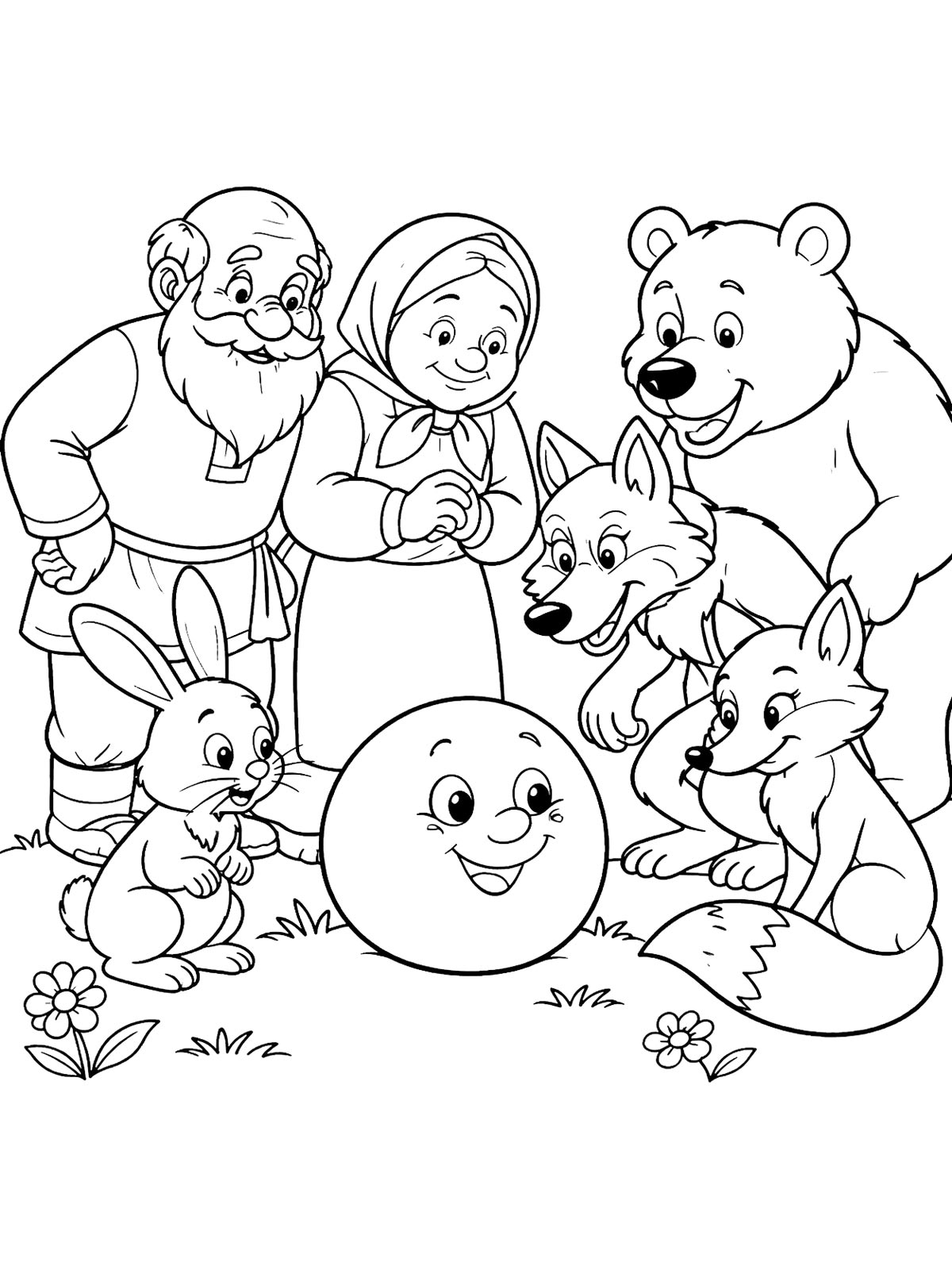 Картинка колобок раскраска