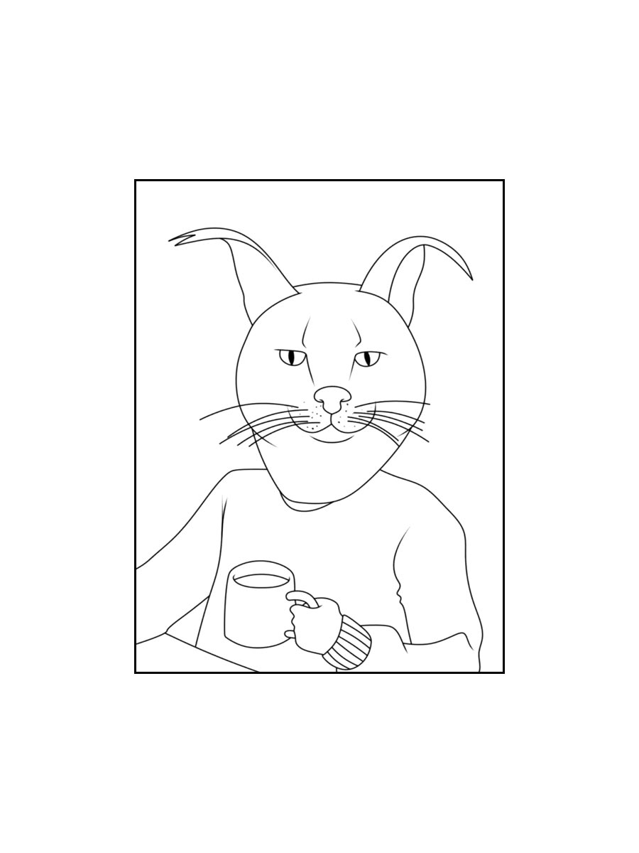 Картинка кот раскраска 2