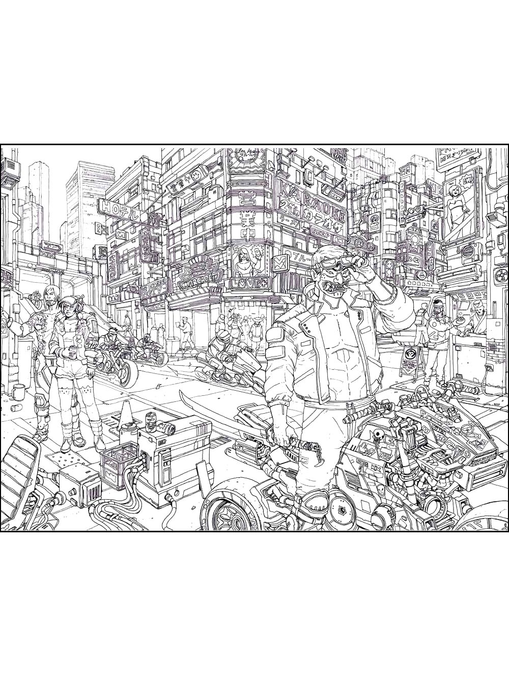 Картинка раскраски киберпанк 2077 раскраска 2