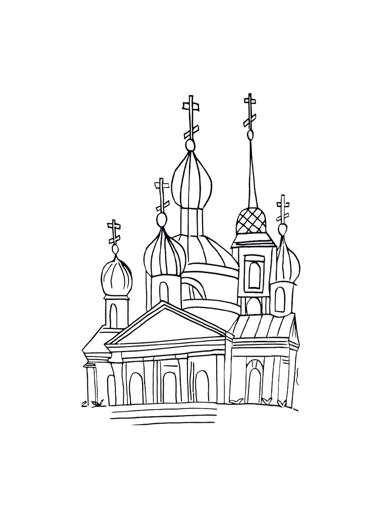 Картинка раскраски церковь раскраска 2