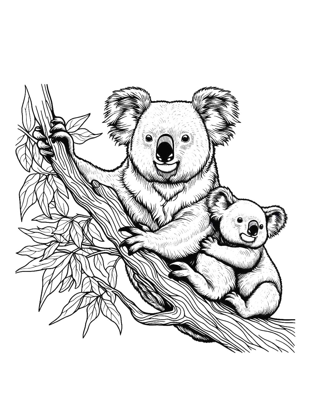 Коала рисунок для раскрашивания 4
