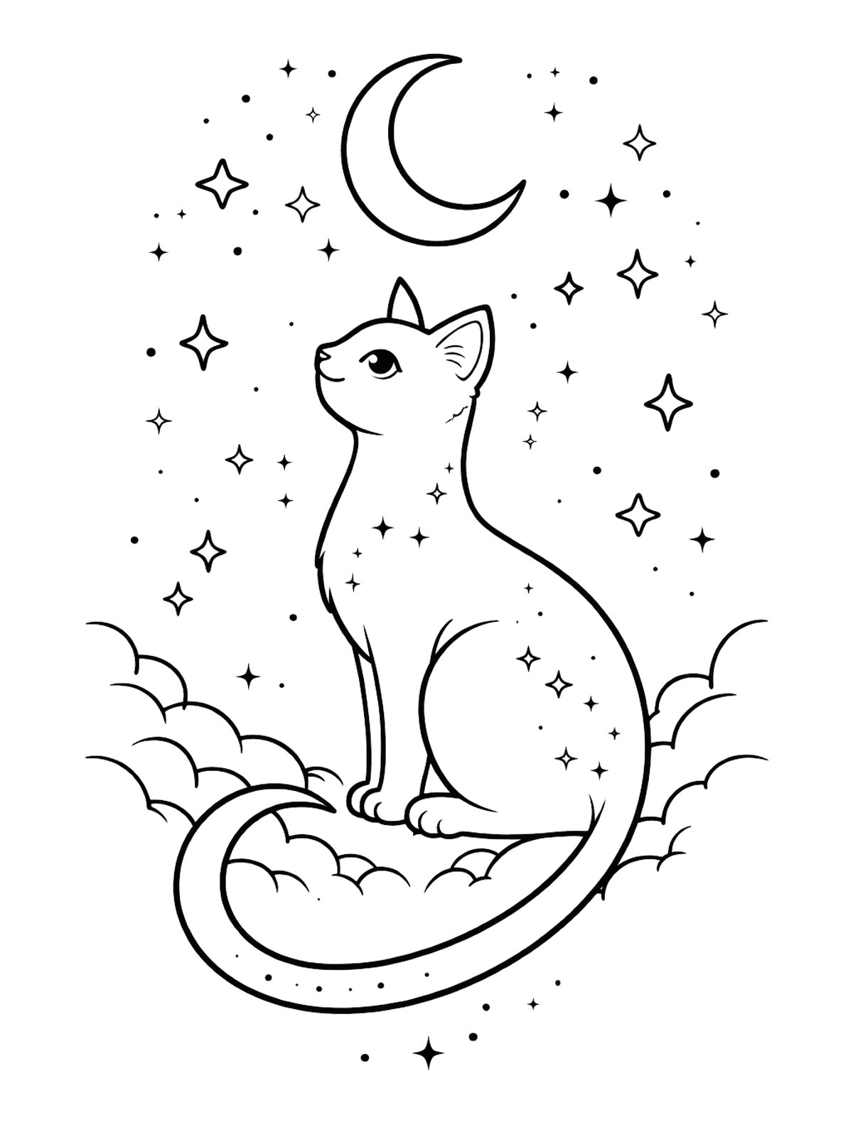 Кошечка смотрит на месяц