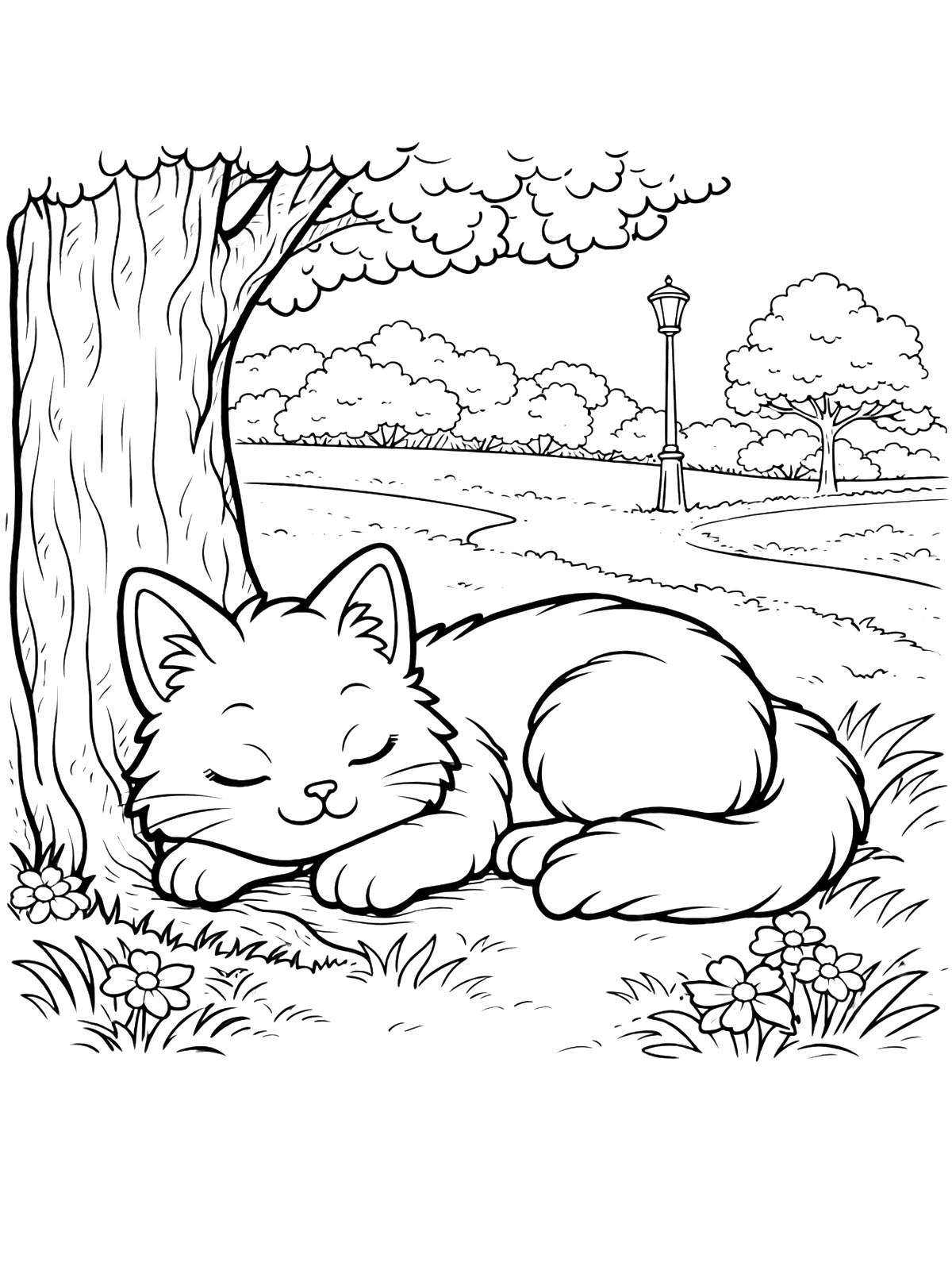 Кошка спит