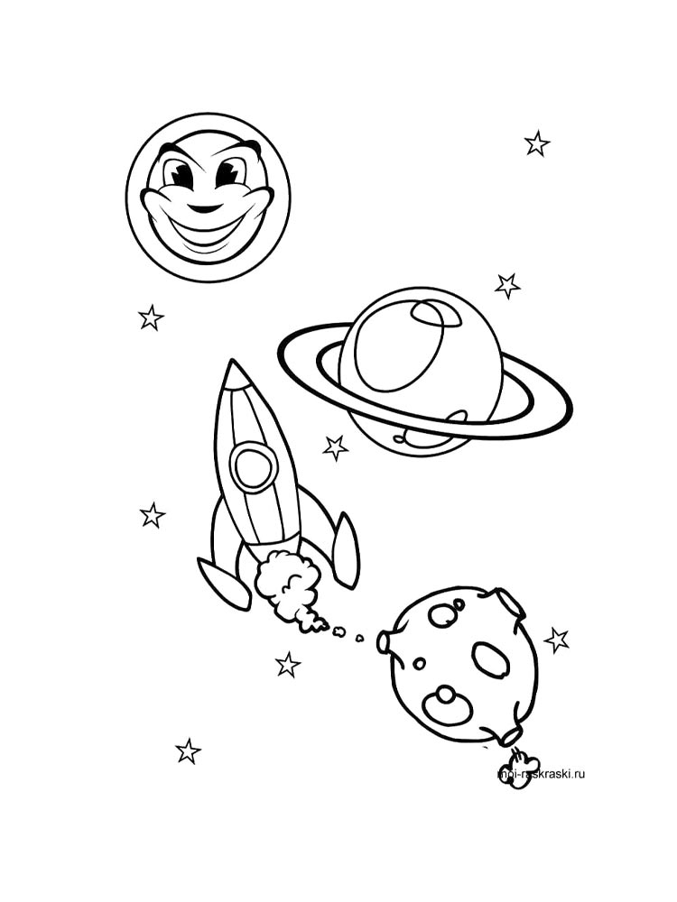 Космос раскраска для детей 2