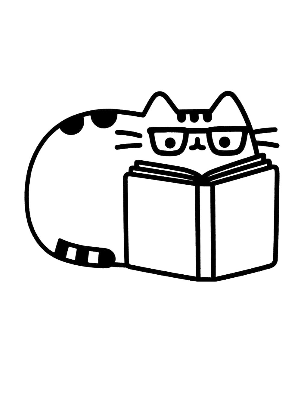 Кот Пушин читает книгу