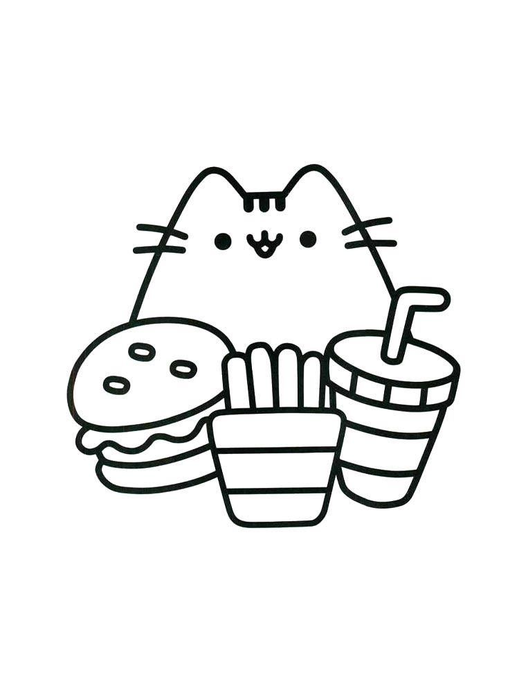 Кот Пушин с фастфудом