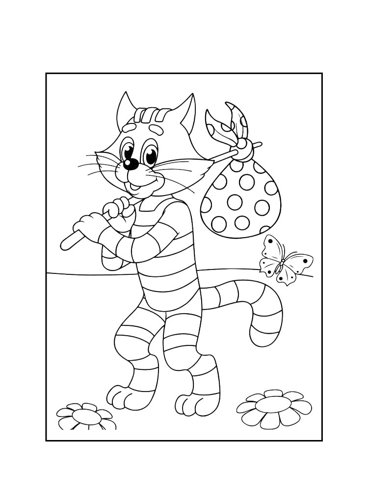 Кот раскраска для детей 15