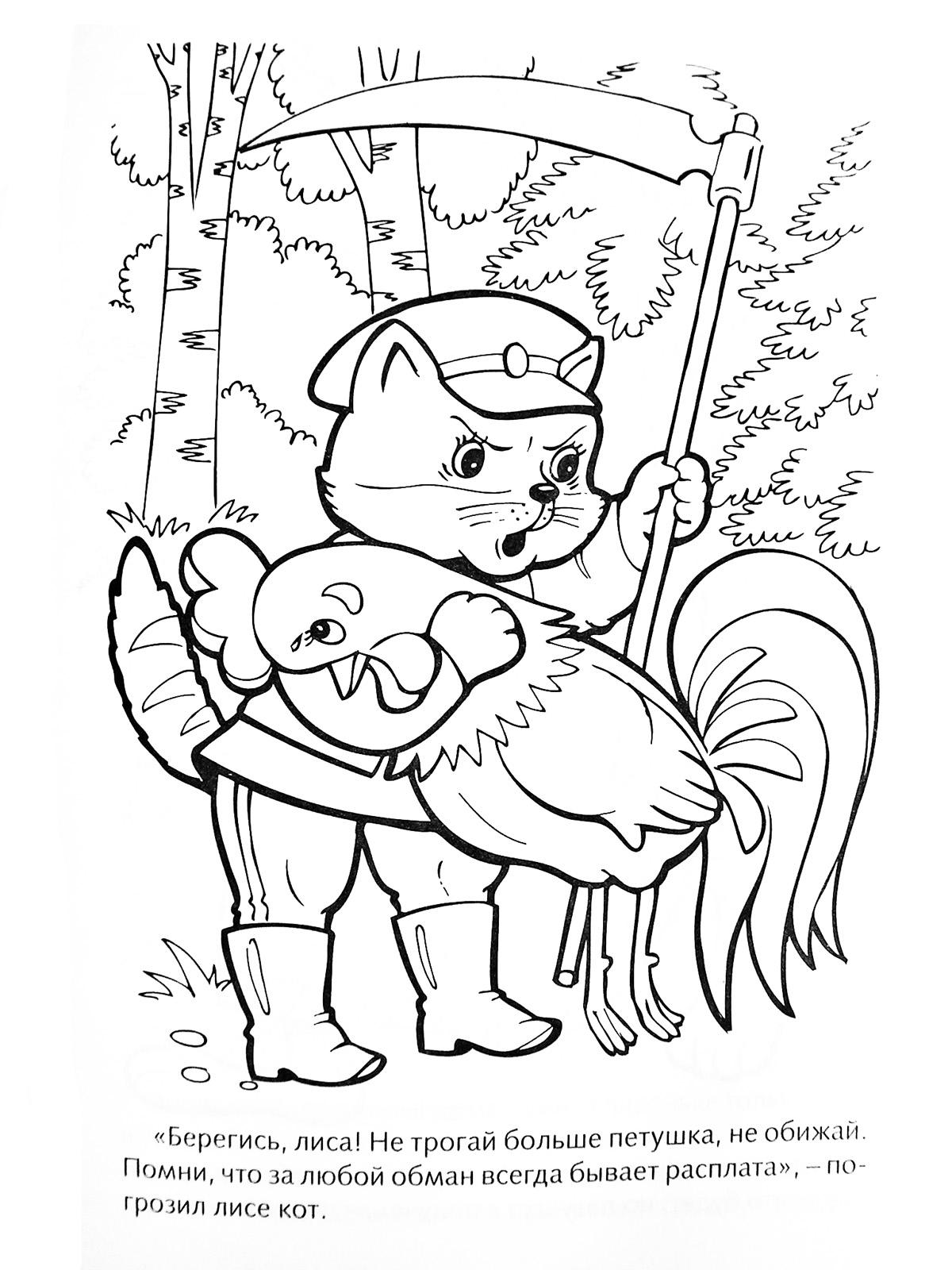 Кот спас петушка