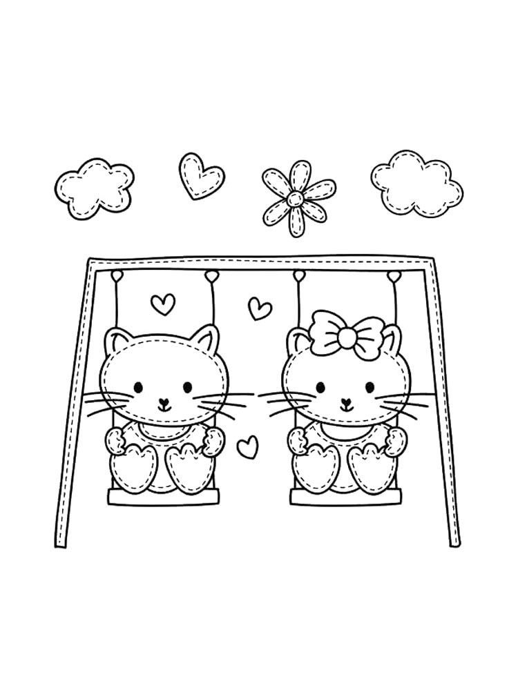 Котики на качелях
