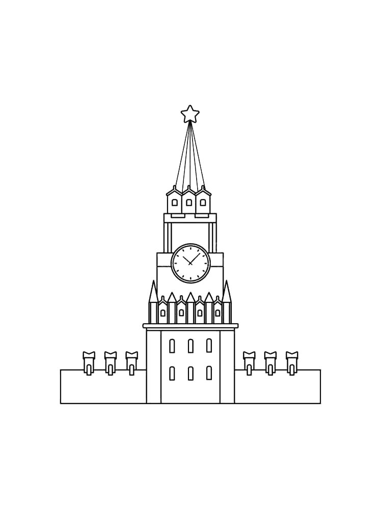 Кремль черно-белая раскраска