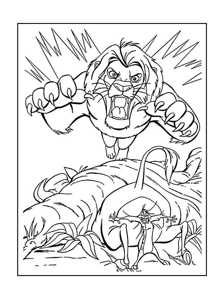 Лев черно-белая раскраска 3