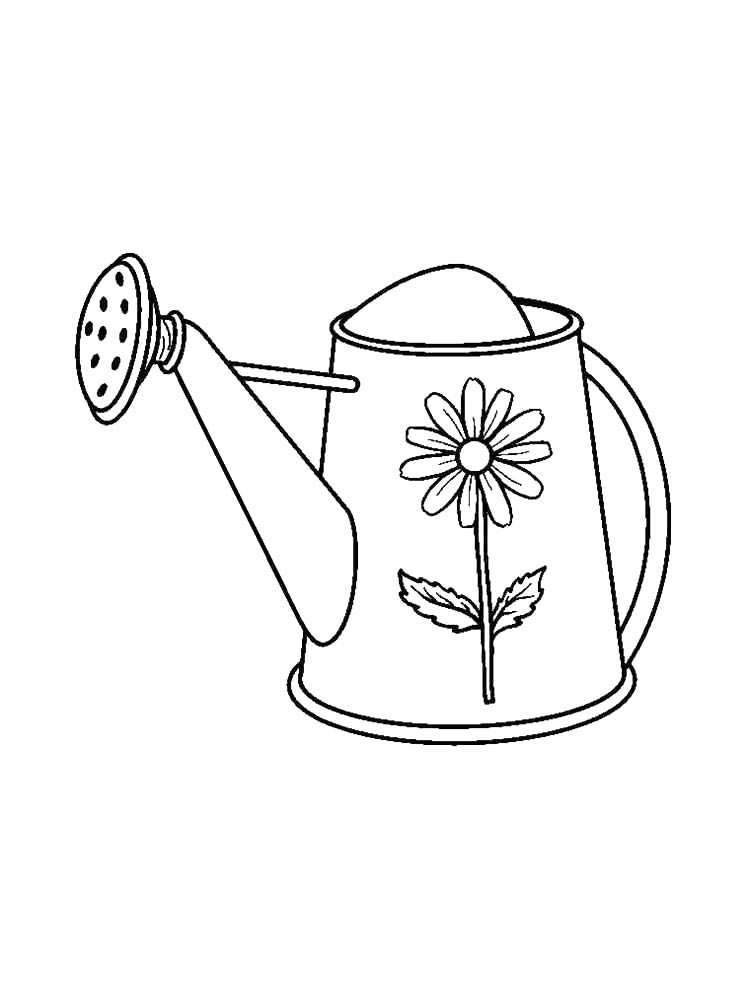 Лейка с нарисованным цветком