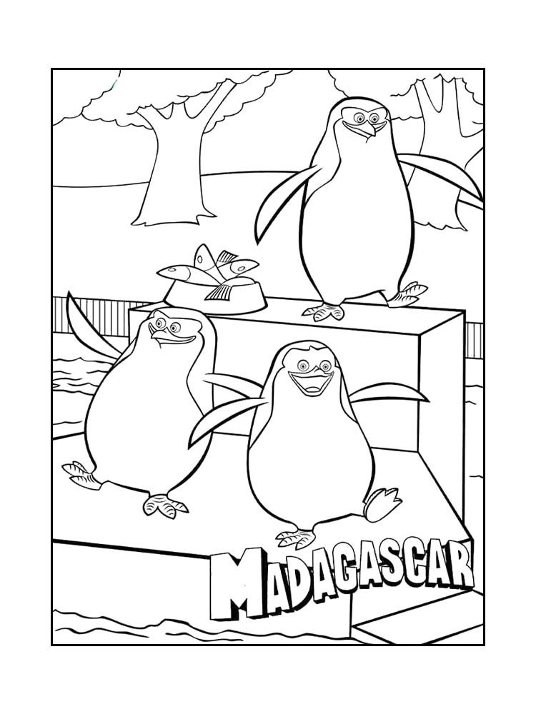Мадагаскар черно-белая раскраска 5