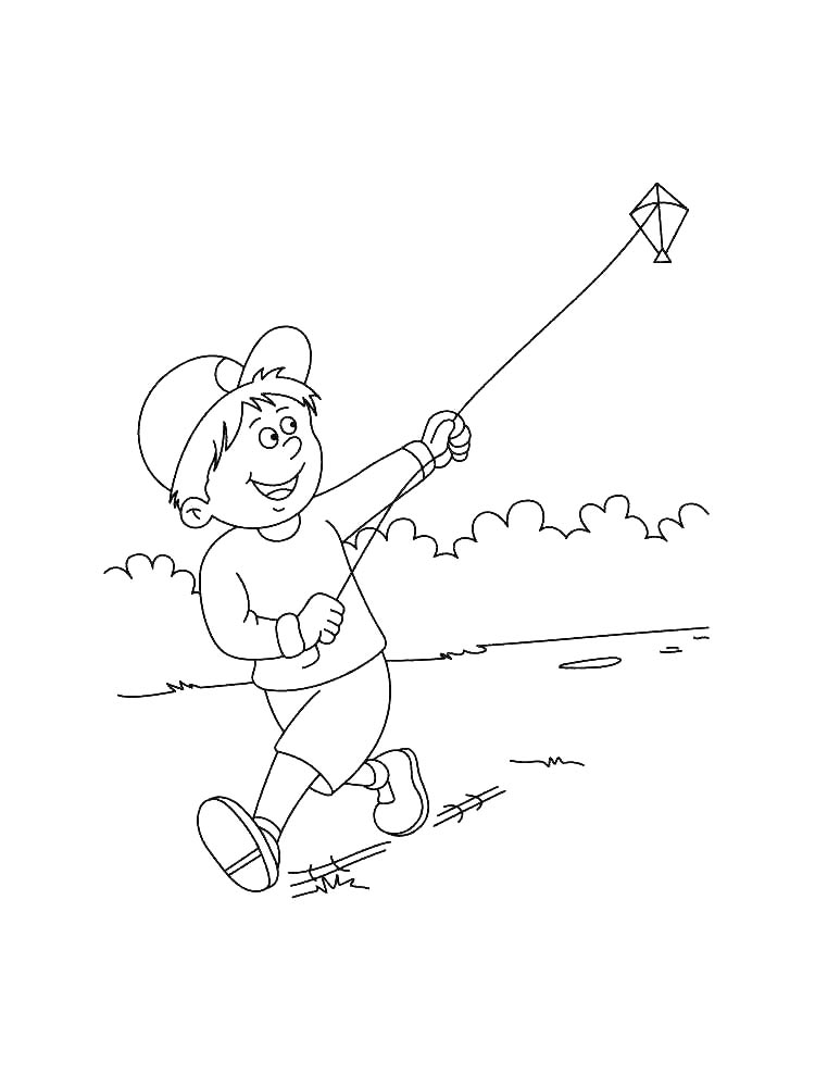 Мальчик бежит с воздушным змеем