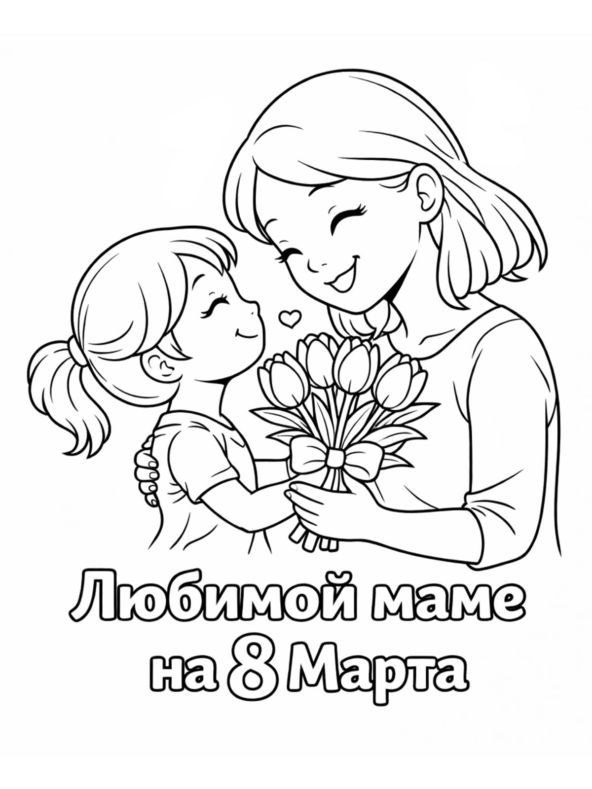 Мама и дочка с тюльпанами
