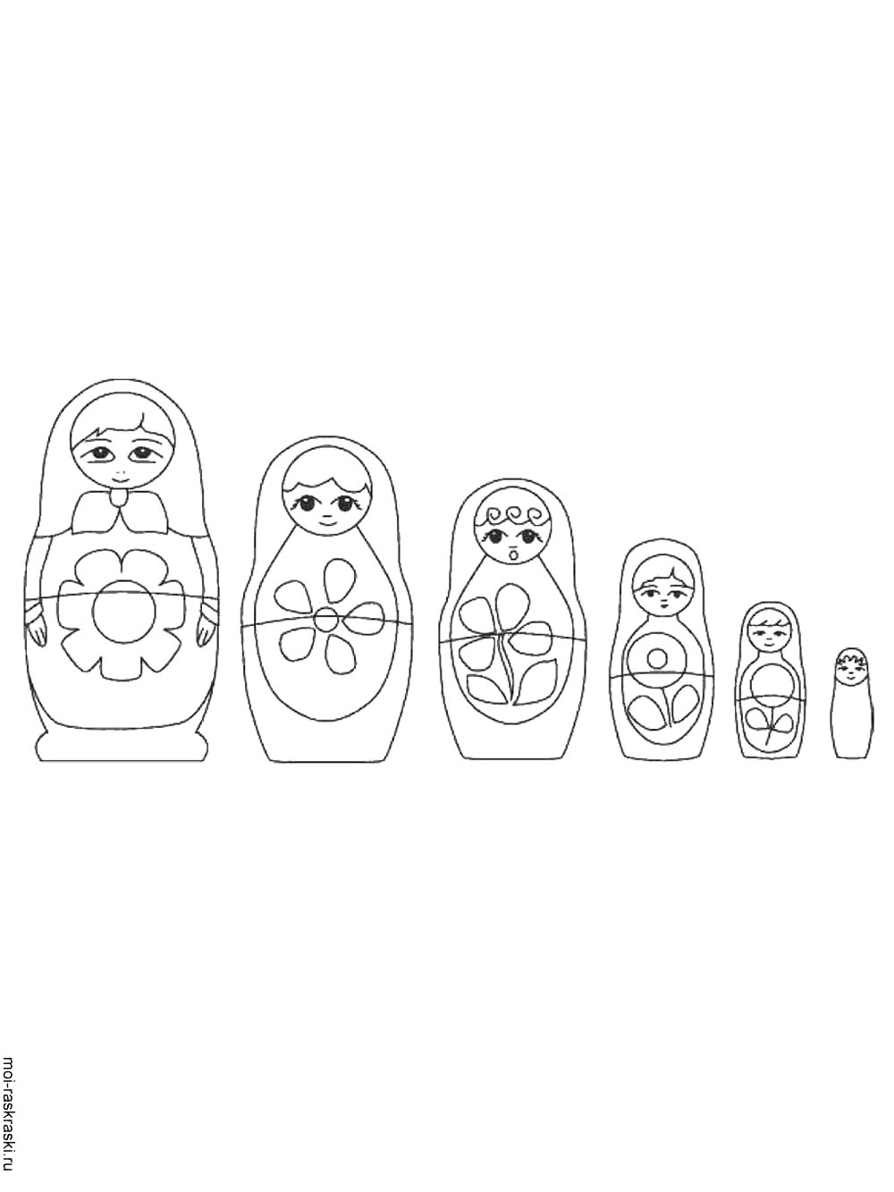Матрешки рисунок для раскрашивания 4