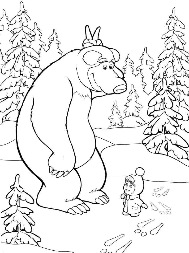 Медведь рисунок для раскрашивания 9