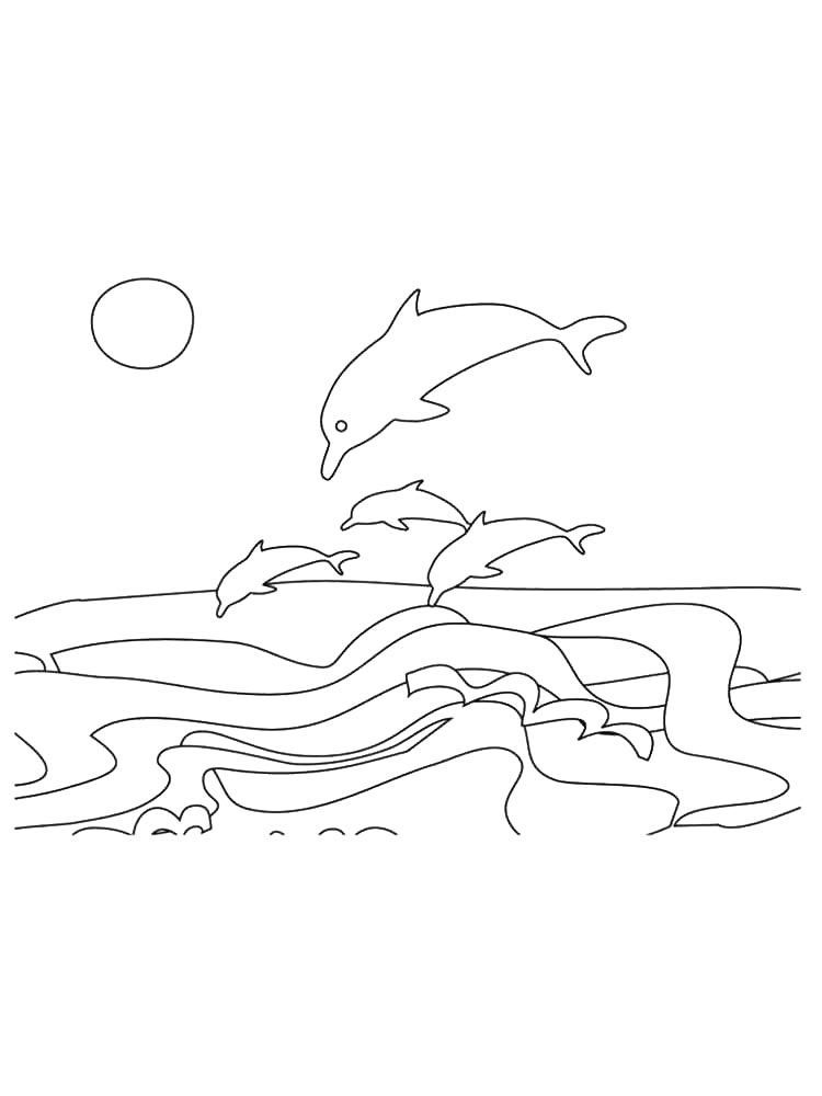 Море рисунок для раскрашивания