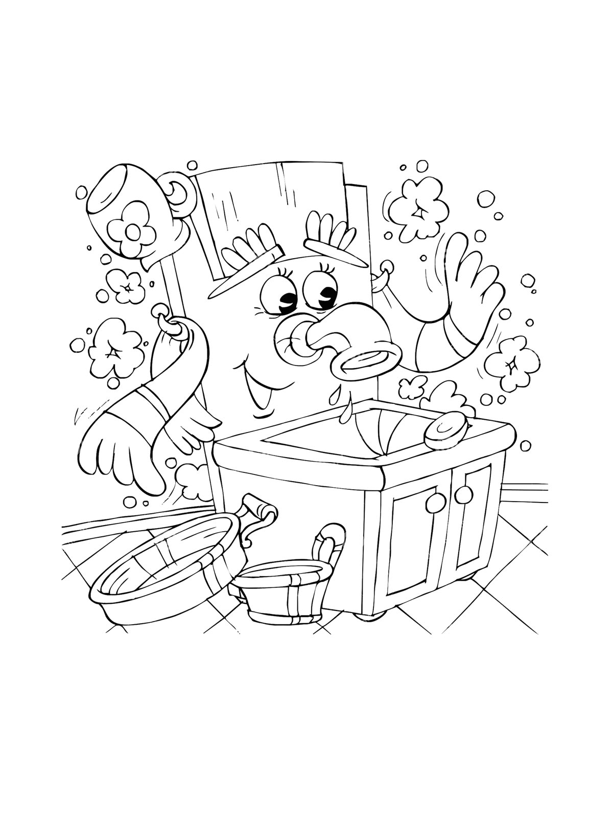 Мойдодыр картинка для раскрашивания