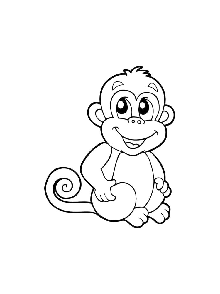 Обезьяна черно-белая раскраска 2