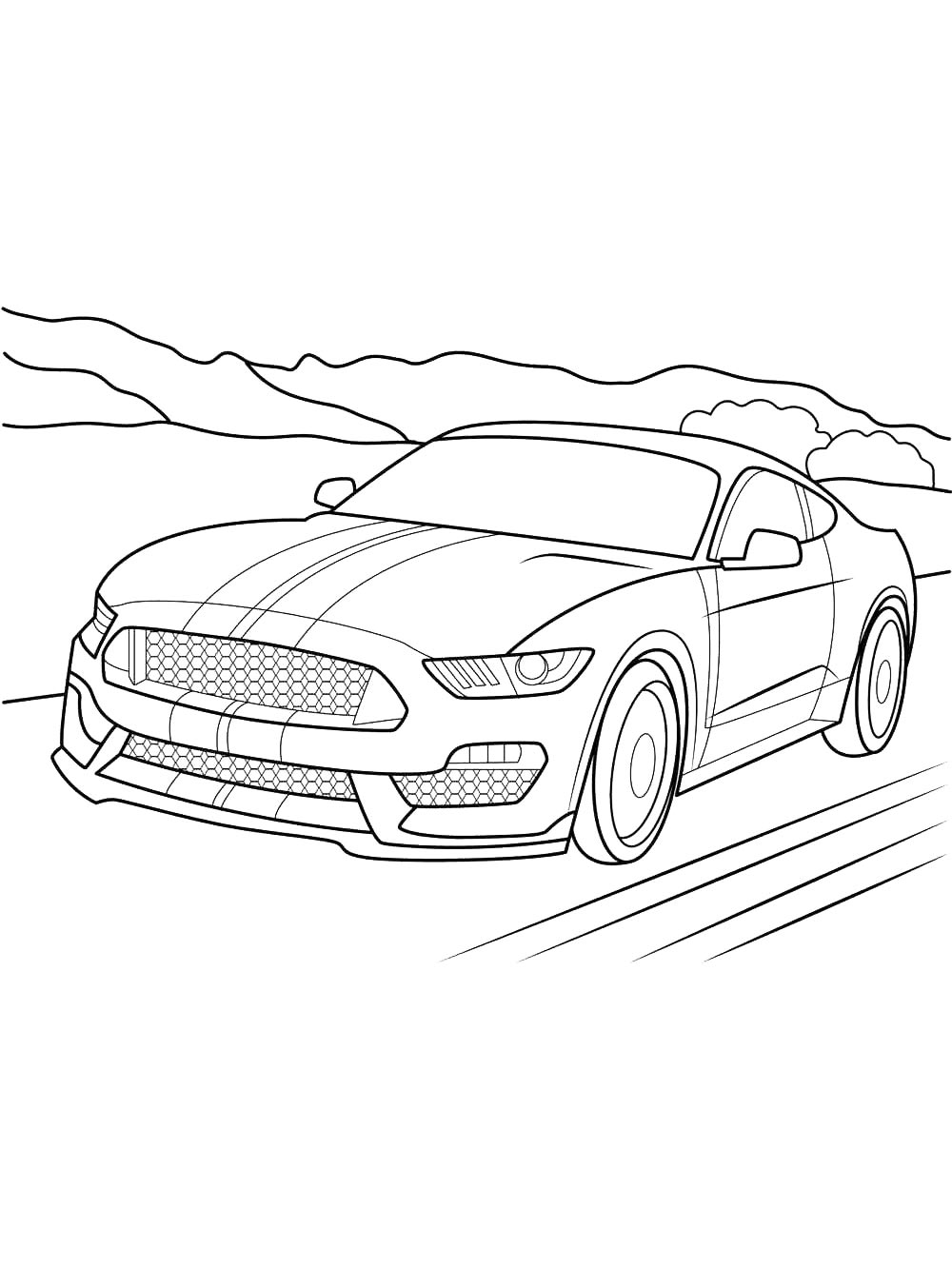 ord Mustang едет по трассе