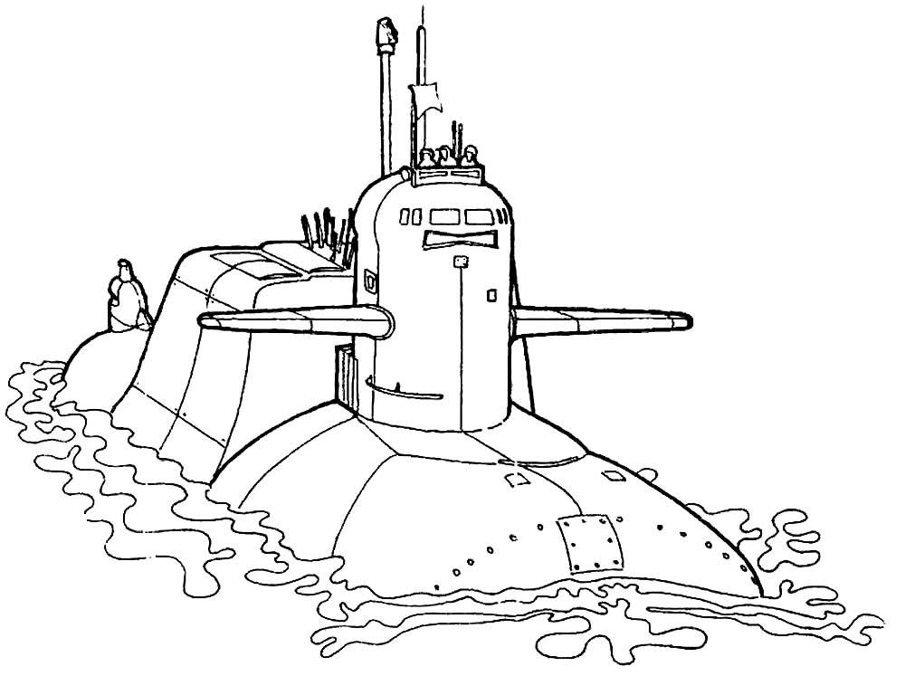 Подводная лодка над водой