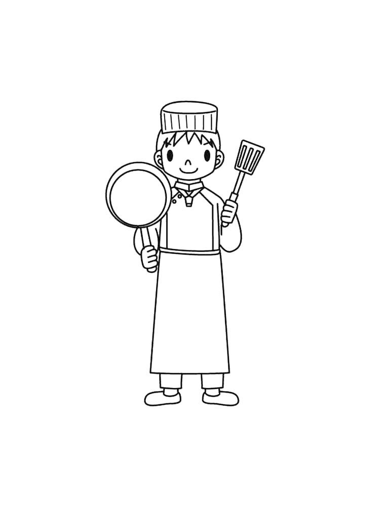 Повар с сковородой