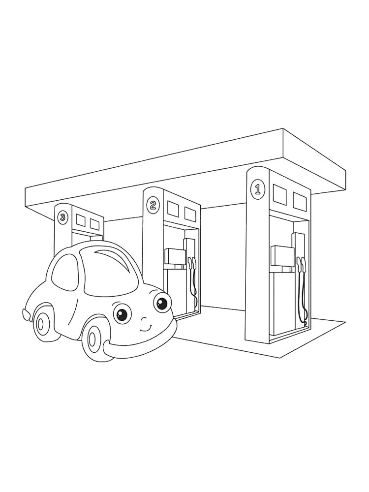 Раскраска Авто Заправка 2
