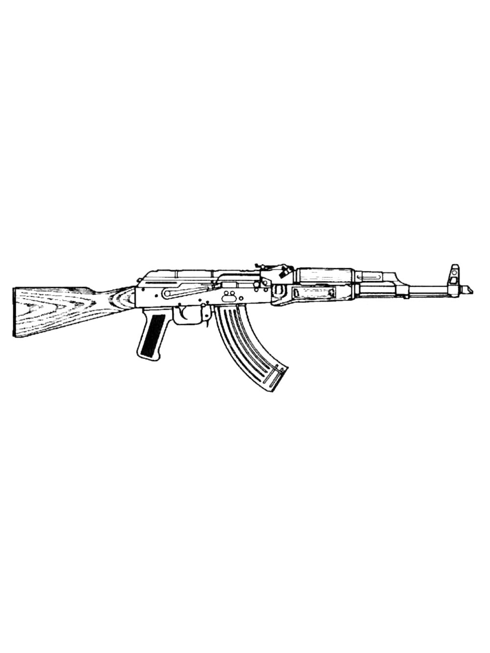 Раскраска Автомат Калашникова 2