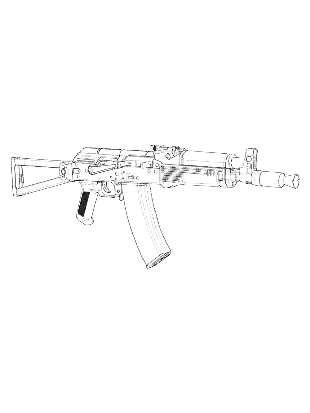 Раскраска Автомат Калашникова 2